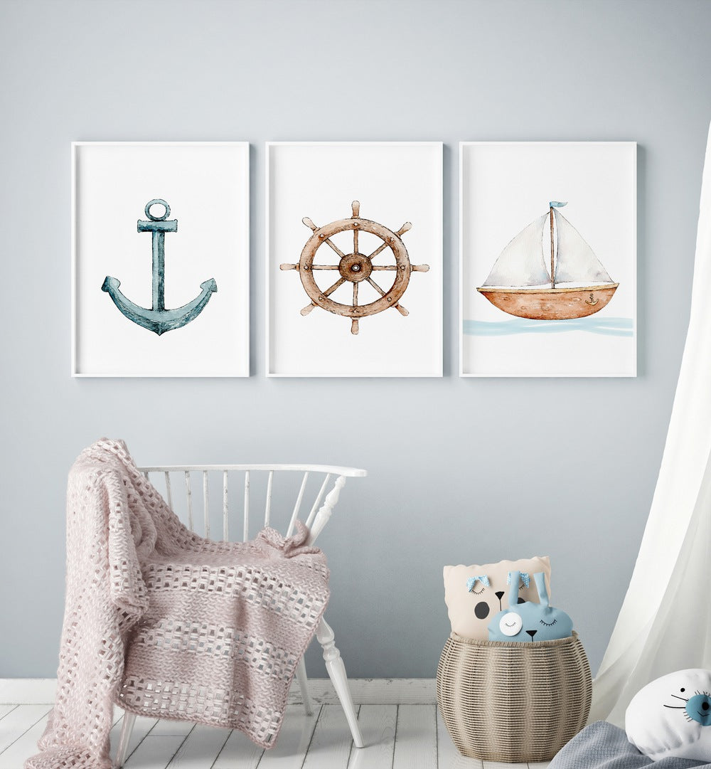 nautical theme set of 3  placed on a wall 