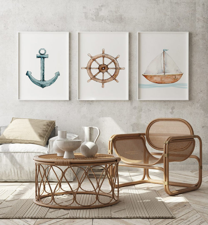 nautical theme set of 3  placed on a wall 