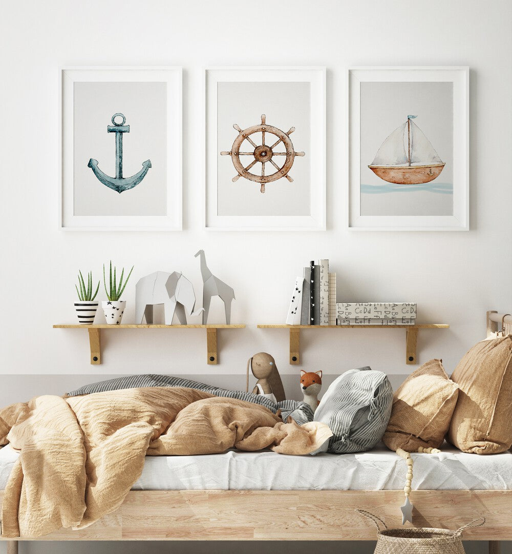 nautical theme set of 3  placed on a wall 