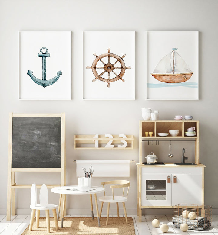 nautical theme set of 3  placed on a wall 