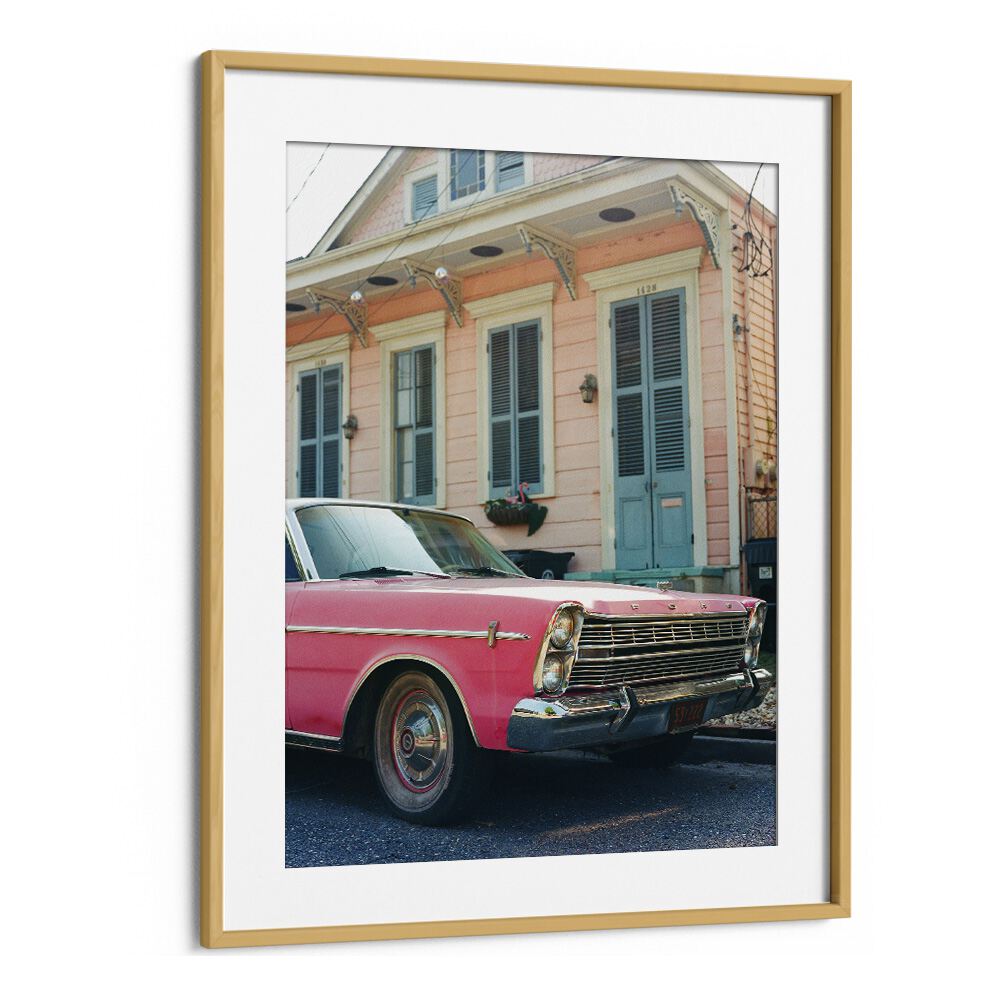 new orleans ride car poster in Oak Wood Frame With Mount