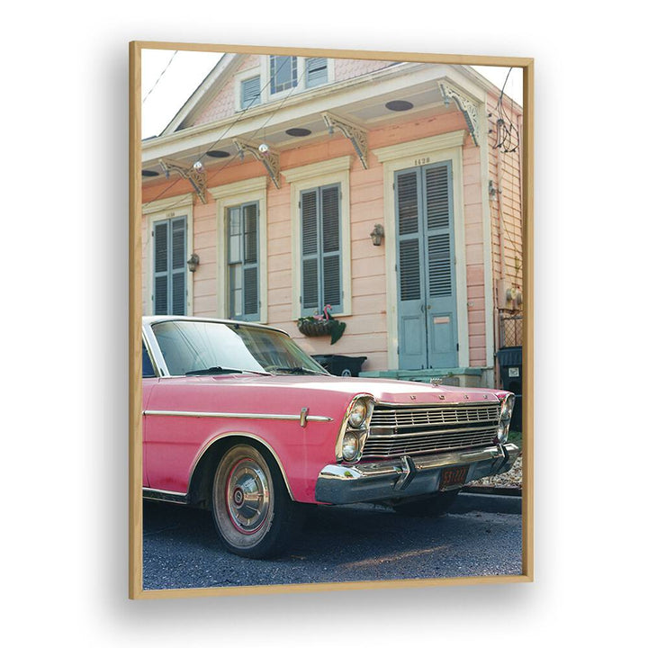 new orleans ride car poster in Oak Wood Plain Frame