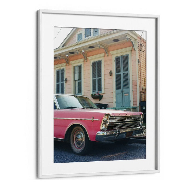 new orleans ride car poster in White Frame With Mount