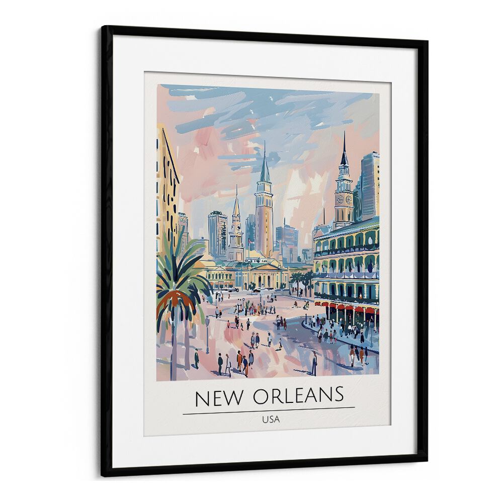 new orleans-usa travel posters in Black Frame With Mount