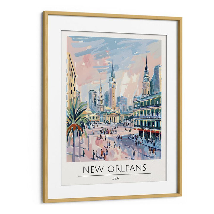 new orleans-usa travel posters in Oak Wood Frame With Mount