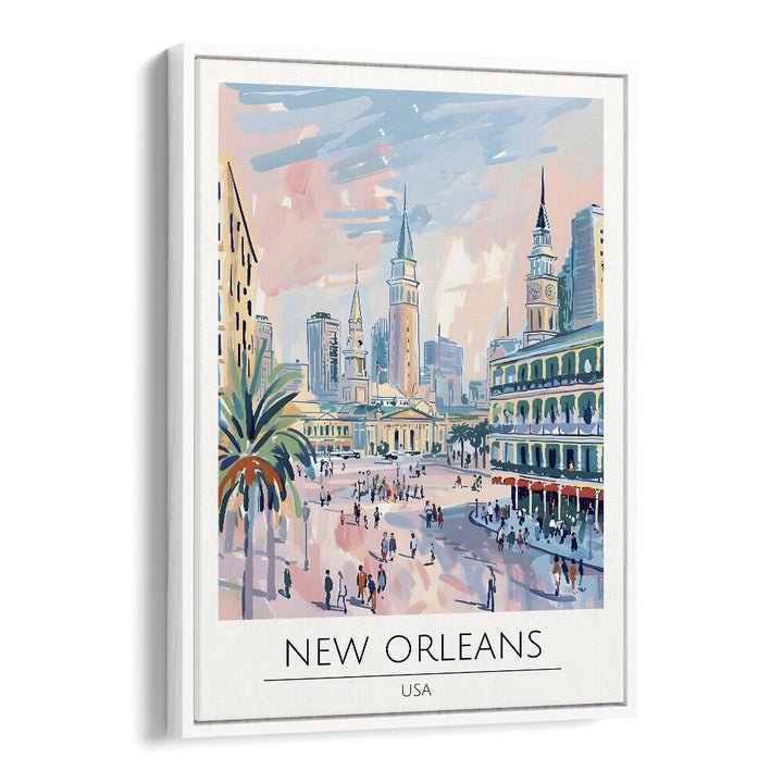 new orleans-usa travel posters in White Floater Frame