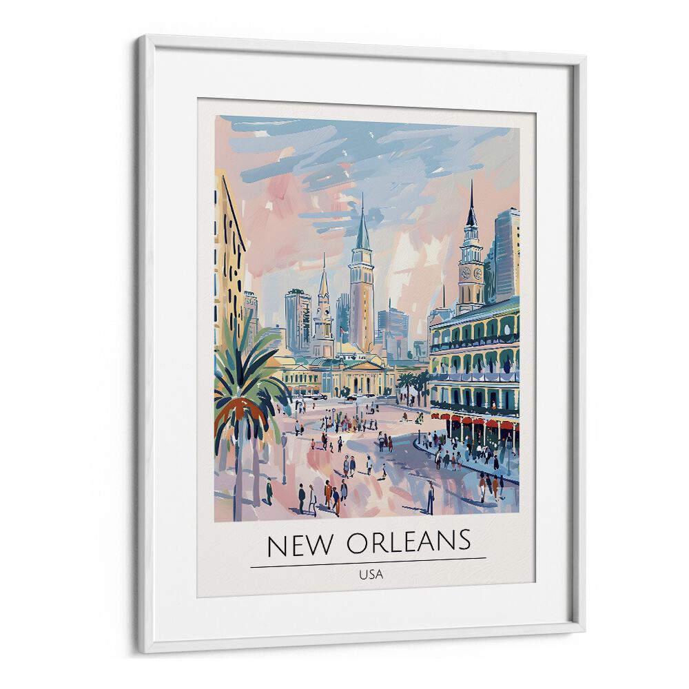 new orleans-usa travel posters in White Frame With Mount