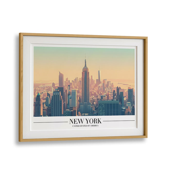 new york city I travel posters in Oak Wood Frame With Mount