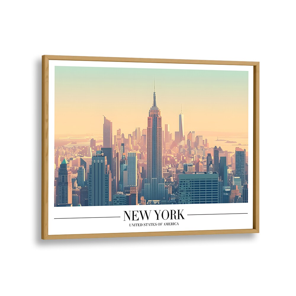 new york city I travel posters in Oak Wood Plain Frame