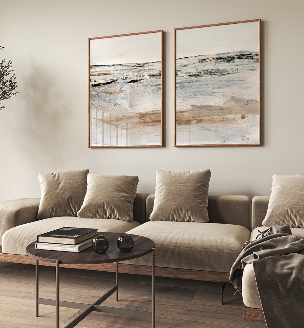 COUNTRY SIDE ABSTRACT , SET OF 2 PAINTINGS