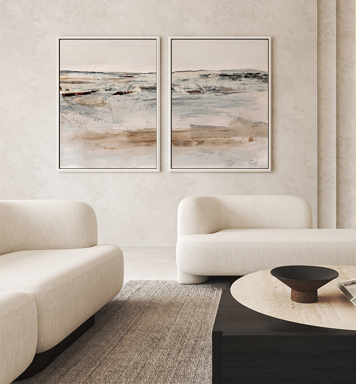 COUNTRY SIDE ABSTRACT , SET OF 2 PAINTINGS