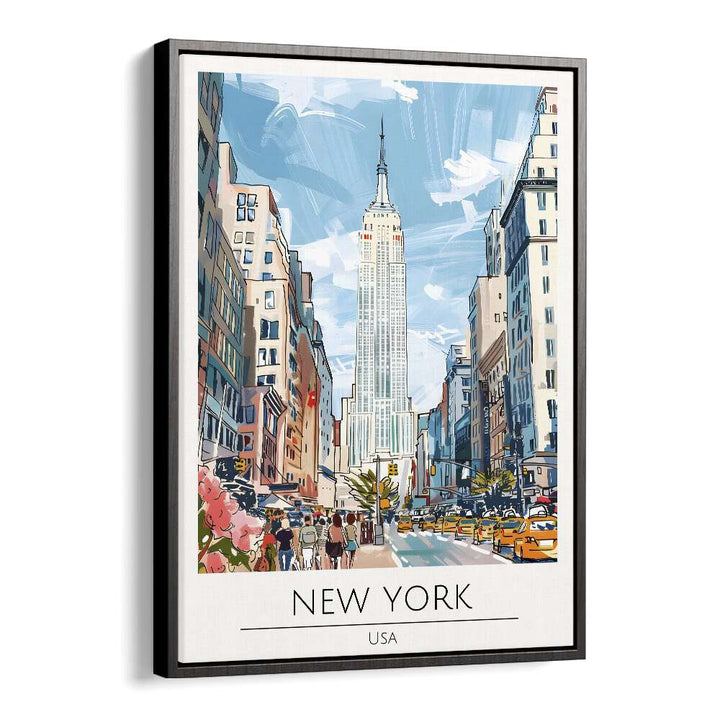 newyork-usa travel posters in Black Floater Frame