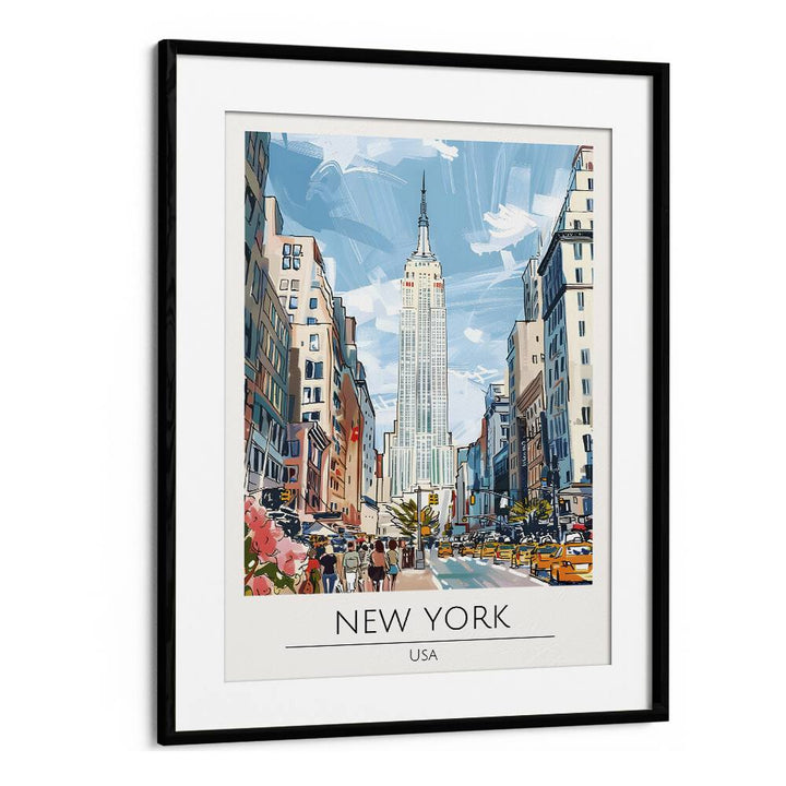 newyork-usa travel posters in Black Frame With Mount