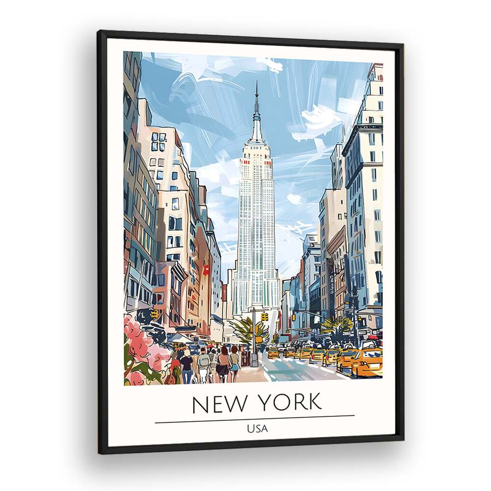 newyork-usa travel posters in Black Plain Frame