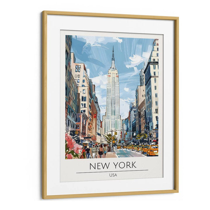 newyork-usa travel posters in Oak Wood Frame With Mount