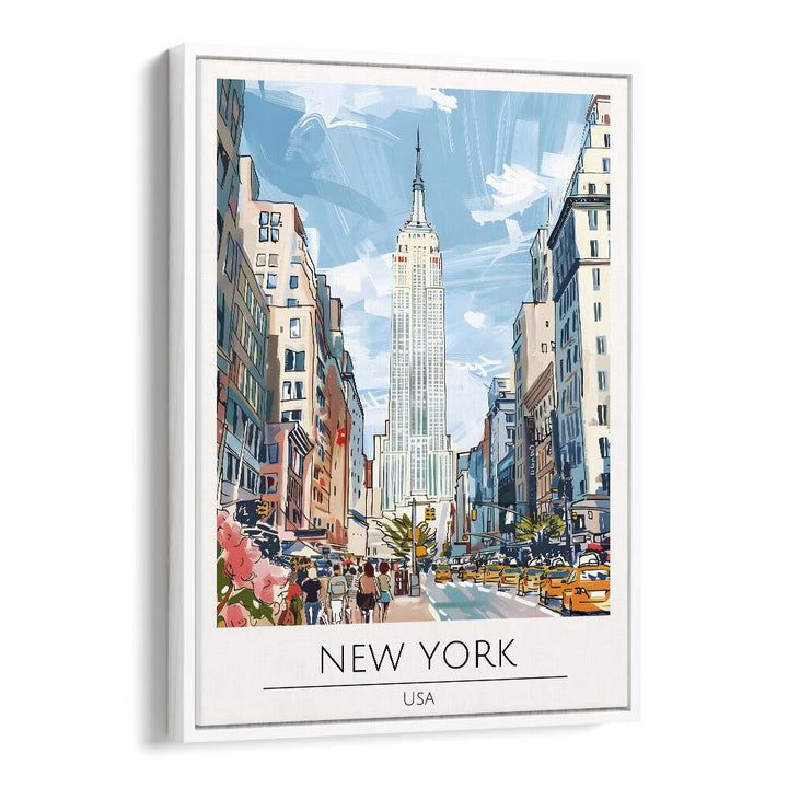 newyork-usa travel posters in White Floater Frame