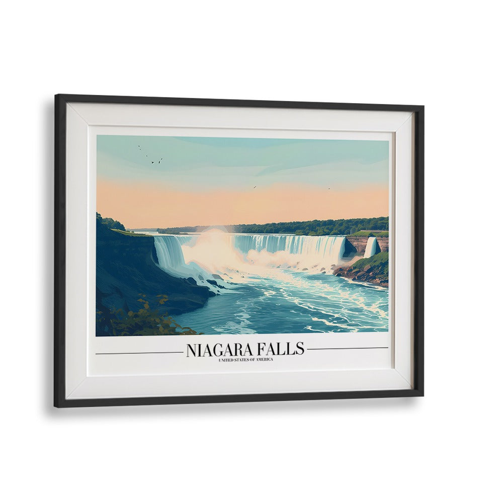 niagara falls travel posters in Black Frame With Mount