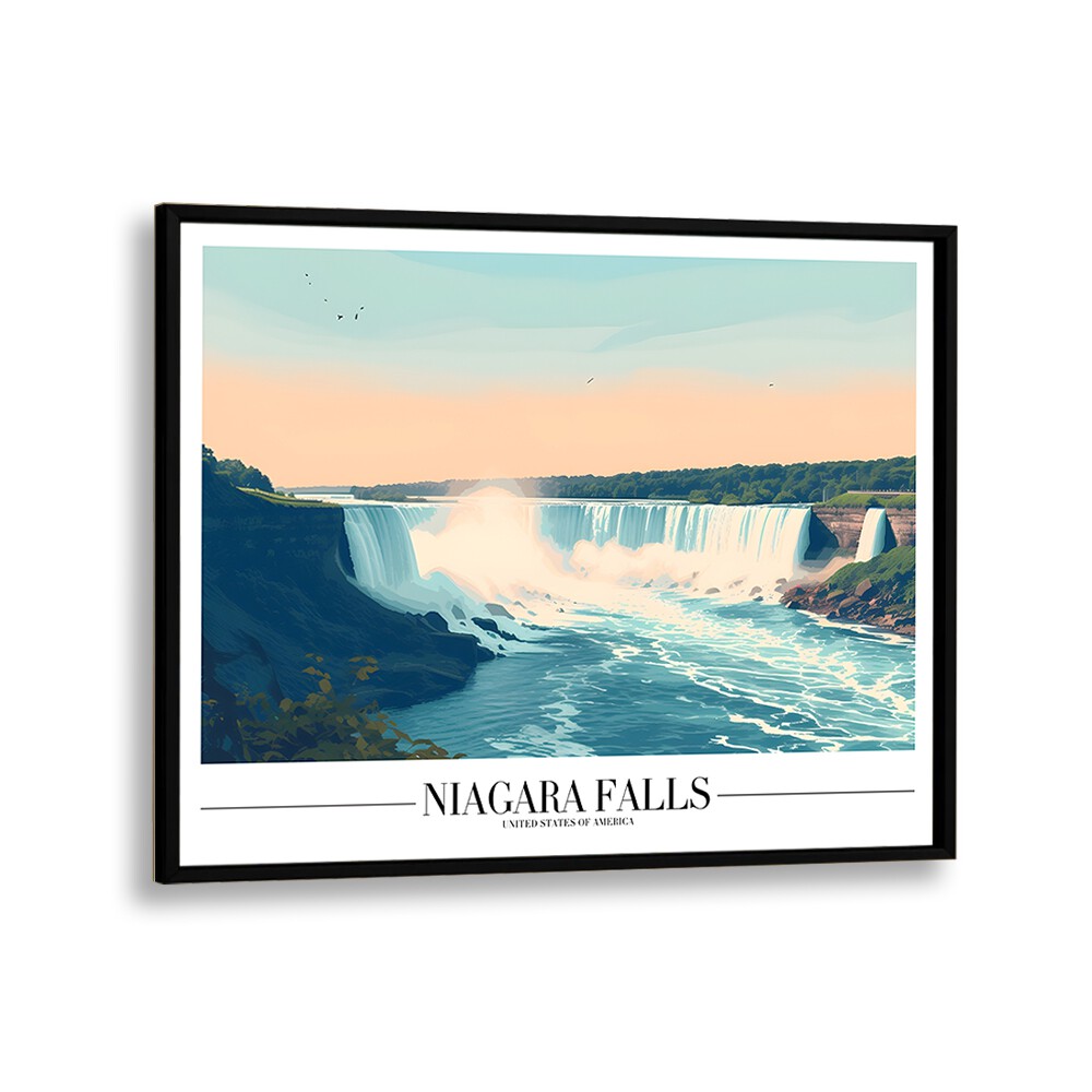 niagara falls travel posters in Black Plain Frame