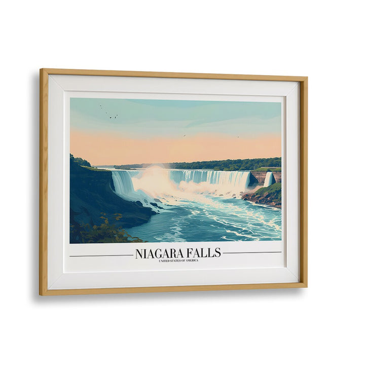 niagara falls travel posters in Oak Wood Frame With Mount