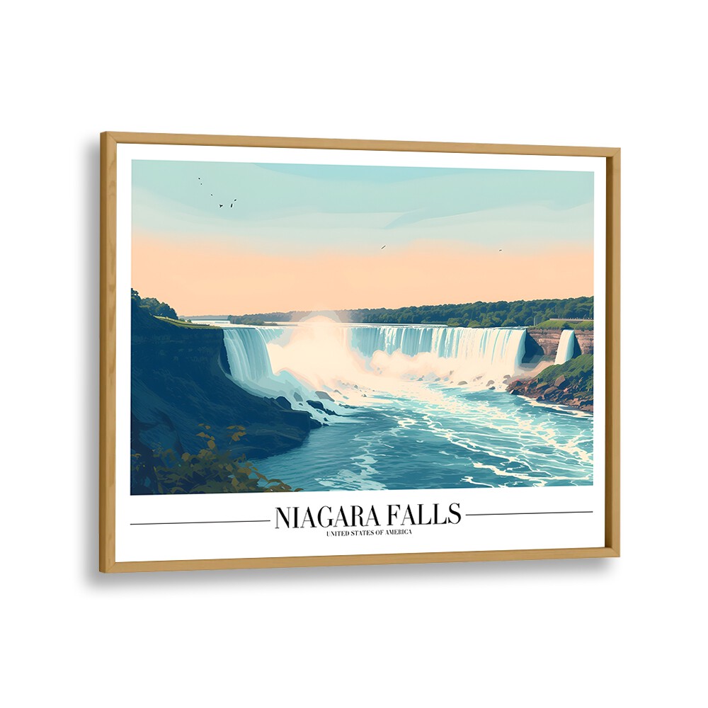 niagara falls travel posters in Oak Wood Plain Frame