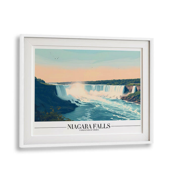 niagara falls travel posters in White Frame With Mount