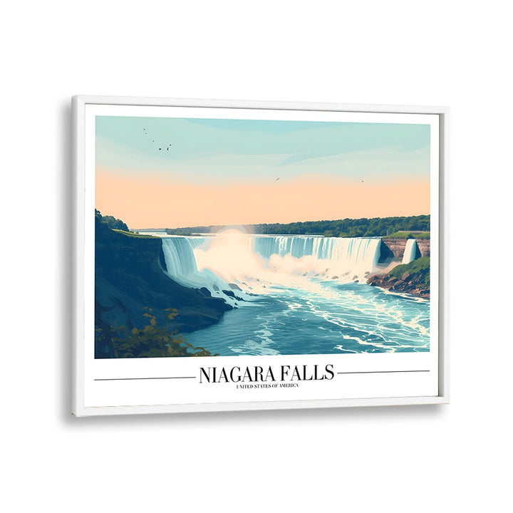 niagara falls travel posters in White Plain Frame