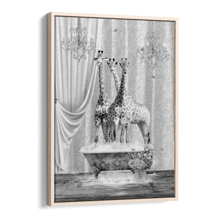 Quotes painting - THREE GIRAFFES A BUBBLES BLACK A WHITE by Asianmonk