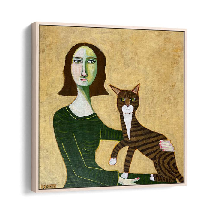 Arty Guava painting - WOMAN WITH BROWN CAT by Asianmonk