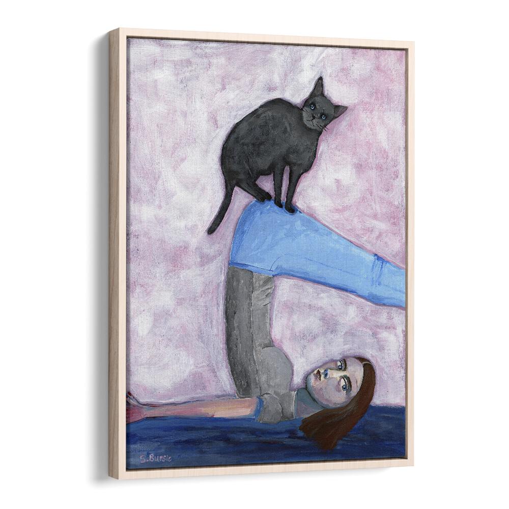 Vintage painting - YOGA WITH MY CAT by Asianmonk