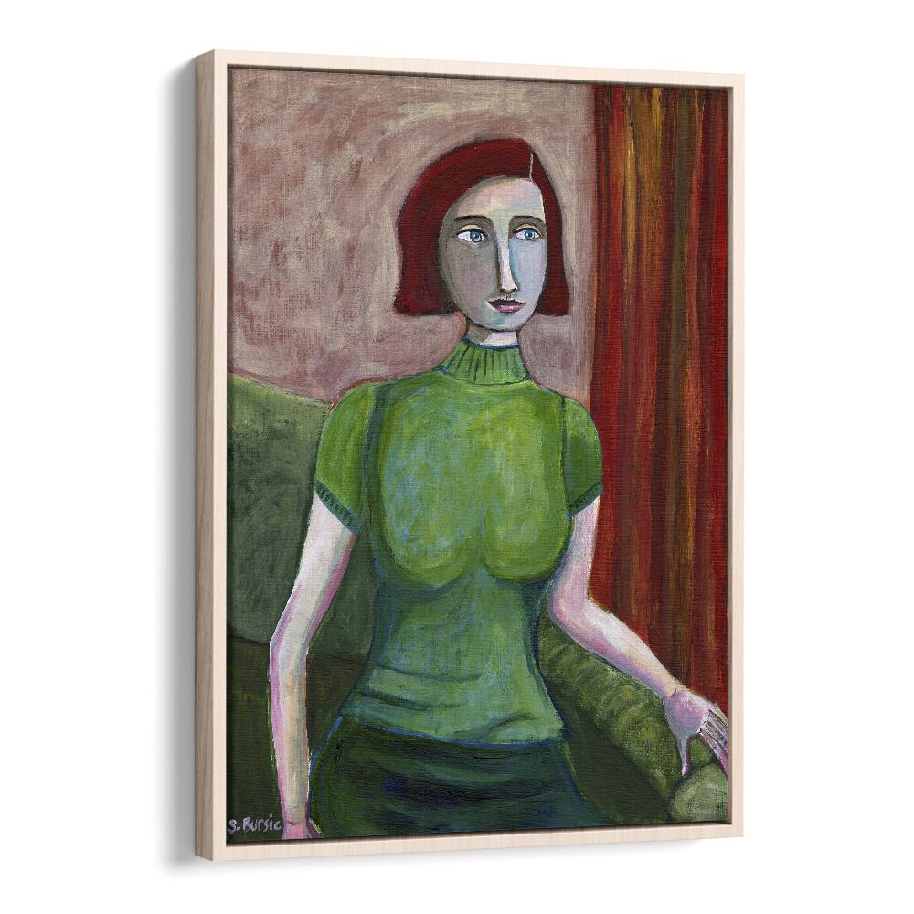 Vintage painting - VINTAGE RED HEAD IN GREEN by Asianmonk