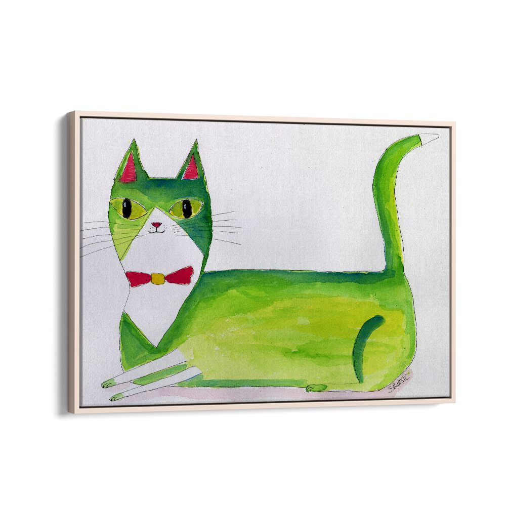 kids painting - THE GREEN CAT by Asianmonk