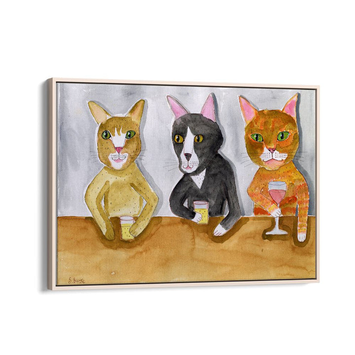 kids painting - THREE CATS AT THE BAR by Asianmonk