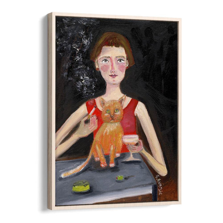 Vintage painting - VINTAGE WOMAN WITH COCKTAIL AND CAT by Asianmonk