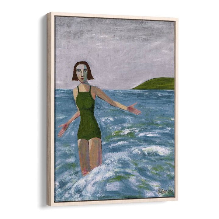 Vintage painting - WOMAN SWIMMING IN GREEN by Asianmonk