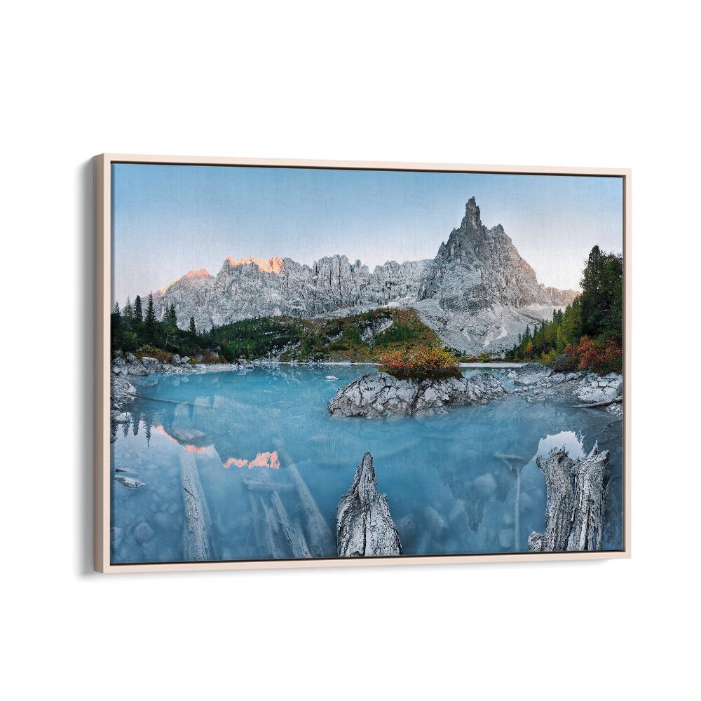 kids painting - TURQUOISE MOUNTAIN LAKE LAGO DI SORAPISS by Asianmonk