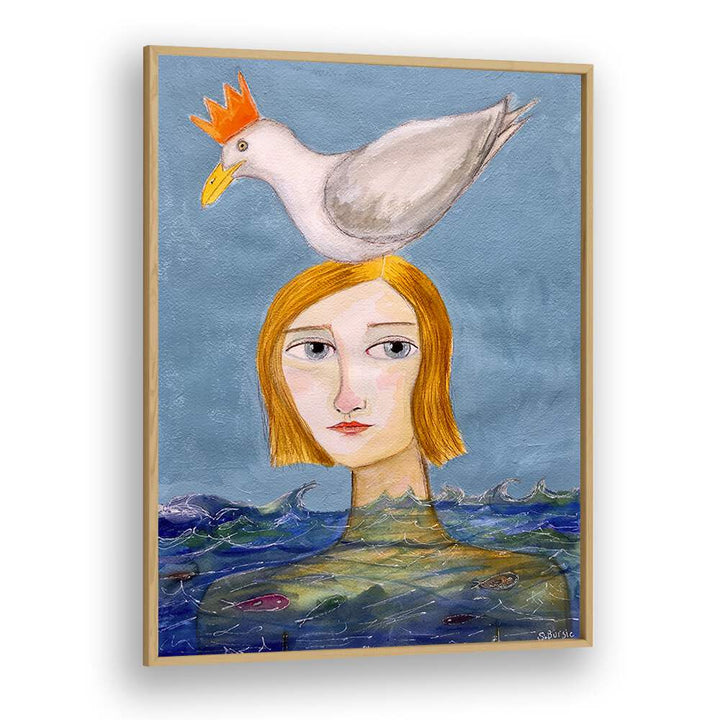 Vintage painting - WOMAN SWIMMING WITH DUCK by Asianmonk