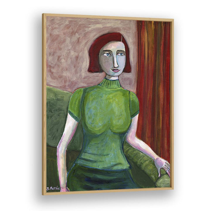 Vintage painting - VINTAGE RED HEAD IN GREEN by Asianmonk