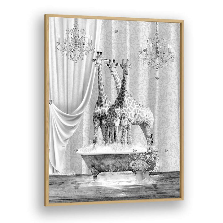 Quotes painting - THREE GIRAFFES A BUBBLES BLACK A WHITE by Asianmonk