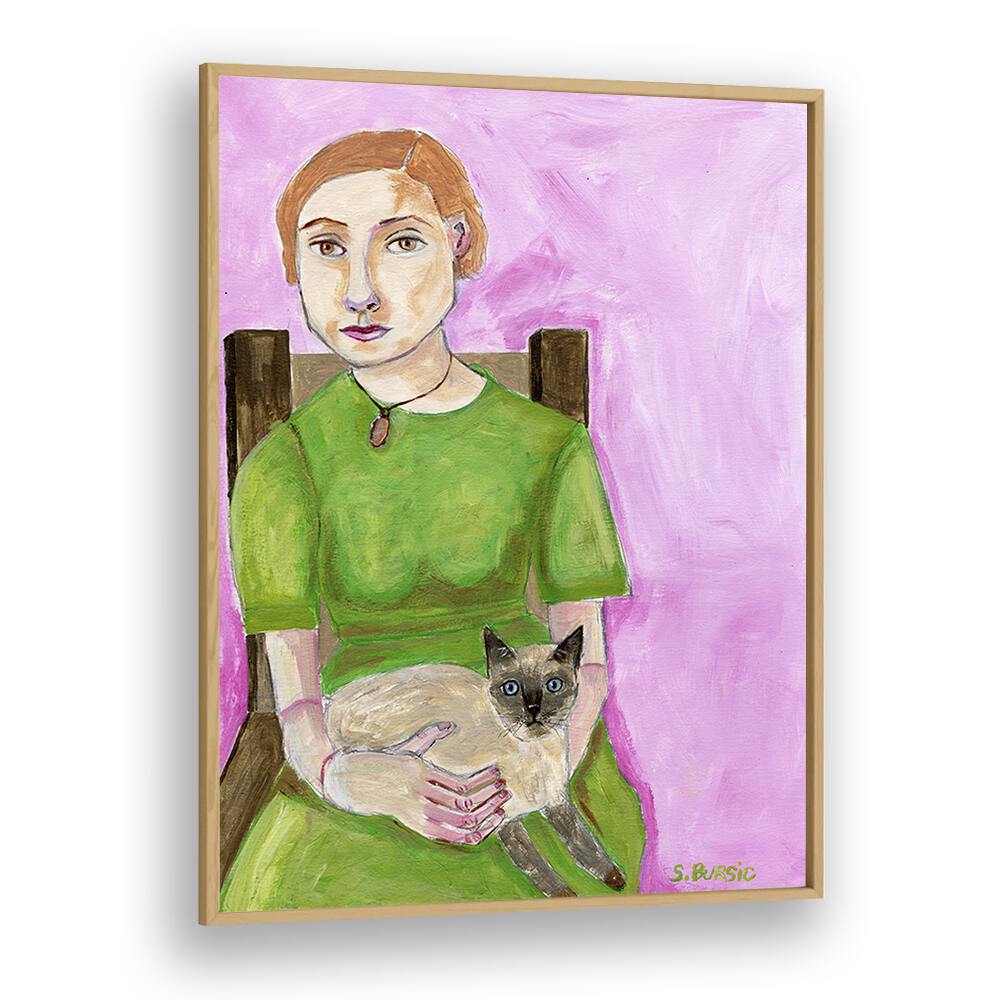 Vintage painting - LADY WITH CAT II by Asianmonk