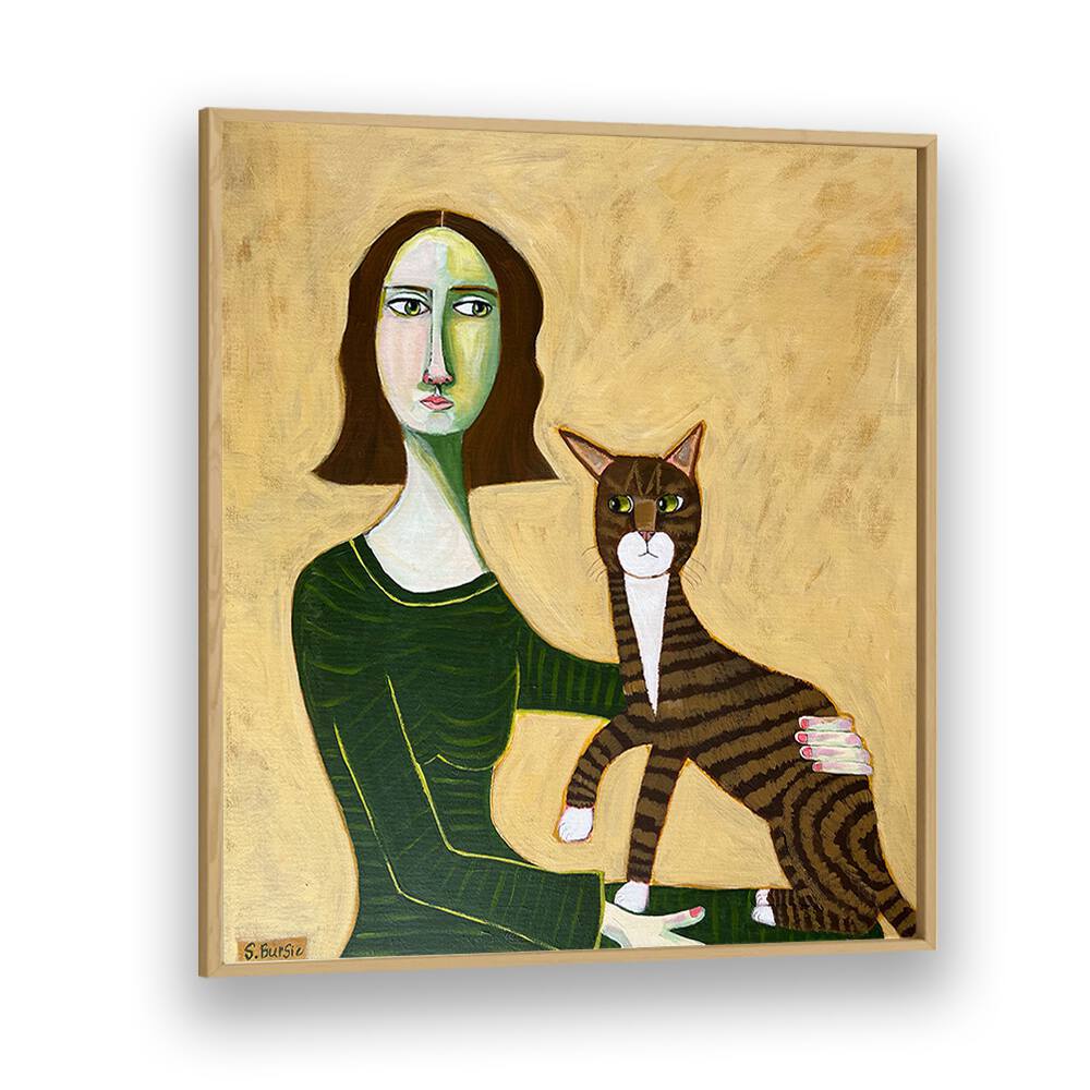 Arty Guava painting - WOMAN WITH BROWN CAT by Asianmonk