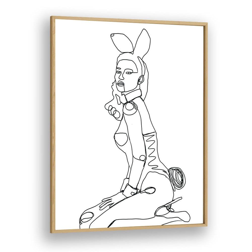 Vintage painting - LINE DRAWING OF BUNNY LADY by Asianmonk