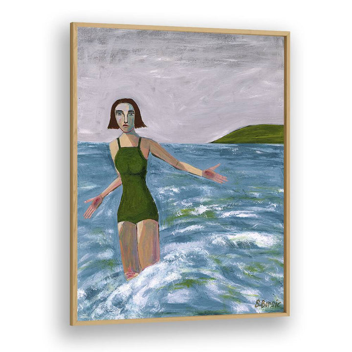 Vintage painting - WOMAN SWIMMING IN GREEN by Asianmonk