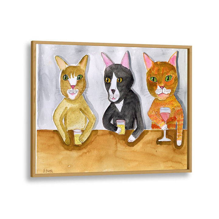 kids painting - THREE CATS AT THE BAR by Asianmonk