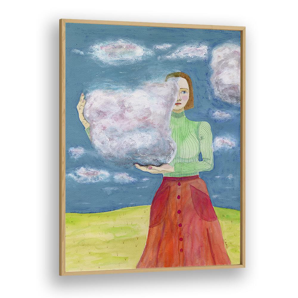 Vintage painting - VINTAGE WOMAN WITH CLOUDS by Asianmonk