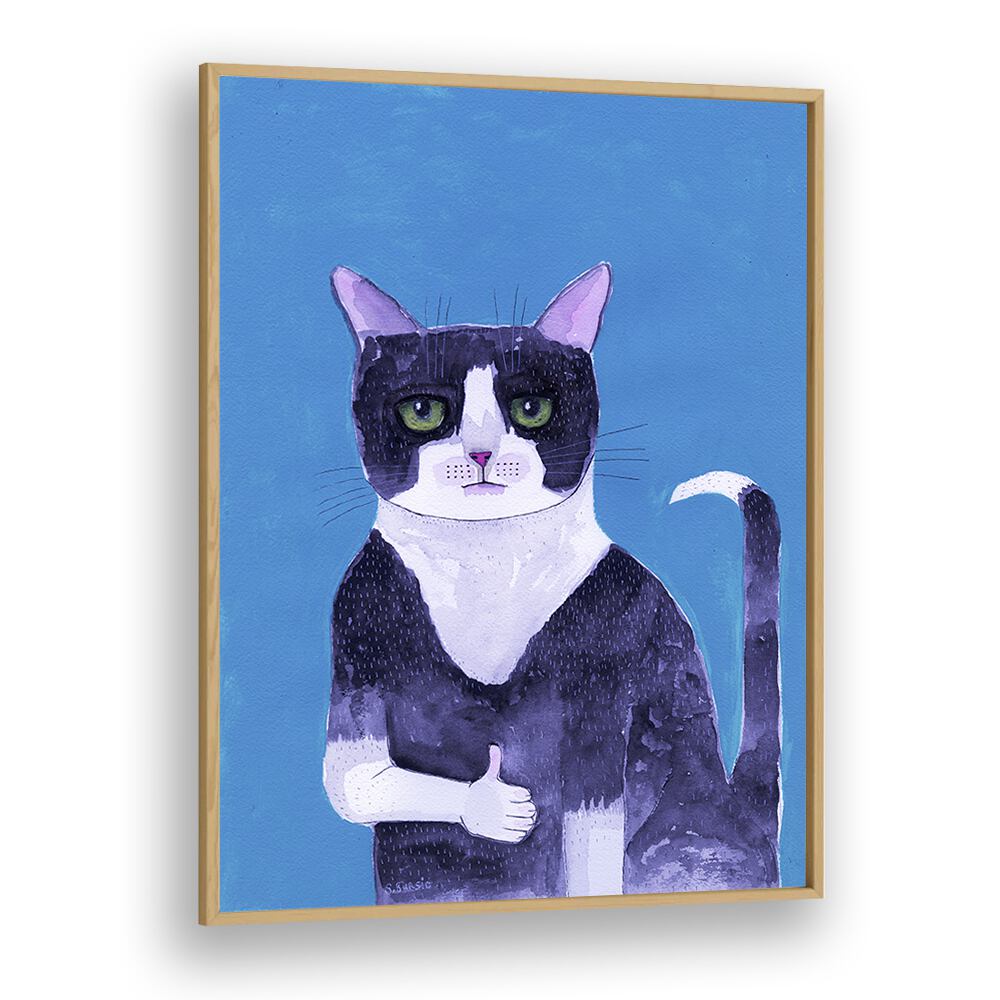 Vintage painting - THUMB'S UP CAT I by Asianmonk