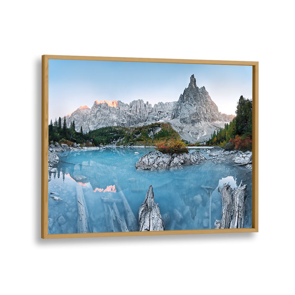 kids painting - TURQUOISE MOUNTAIN LAKE LAGO DI SORAPISS by Asianmonk