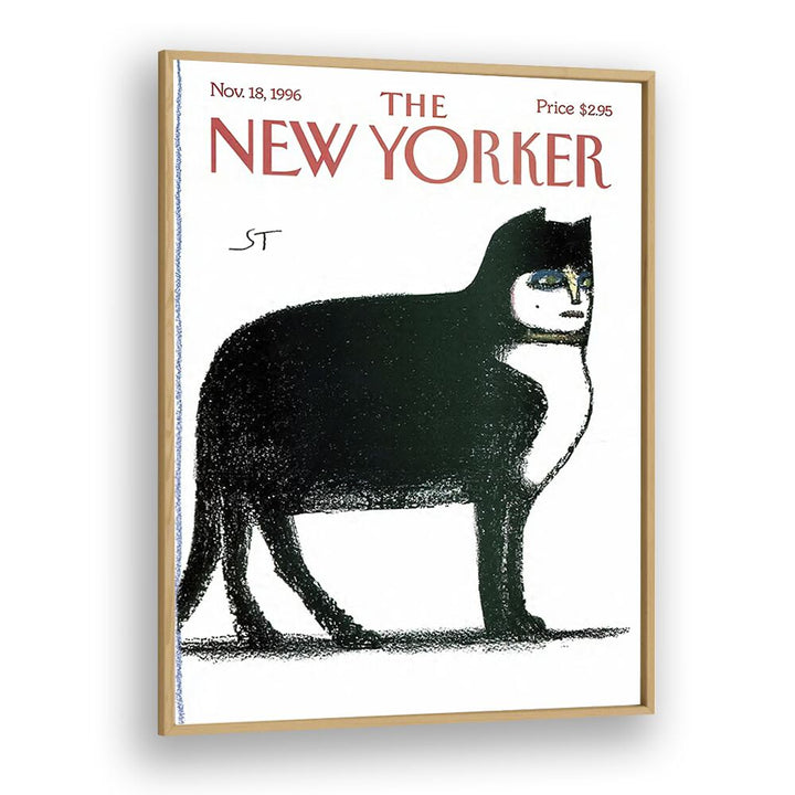 VINTAGE MAGAZINE COVER, CAT BY SAUL STEINBERG - NEW YOKER NOVEMBER 18, 1996