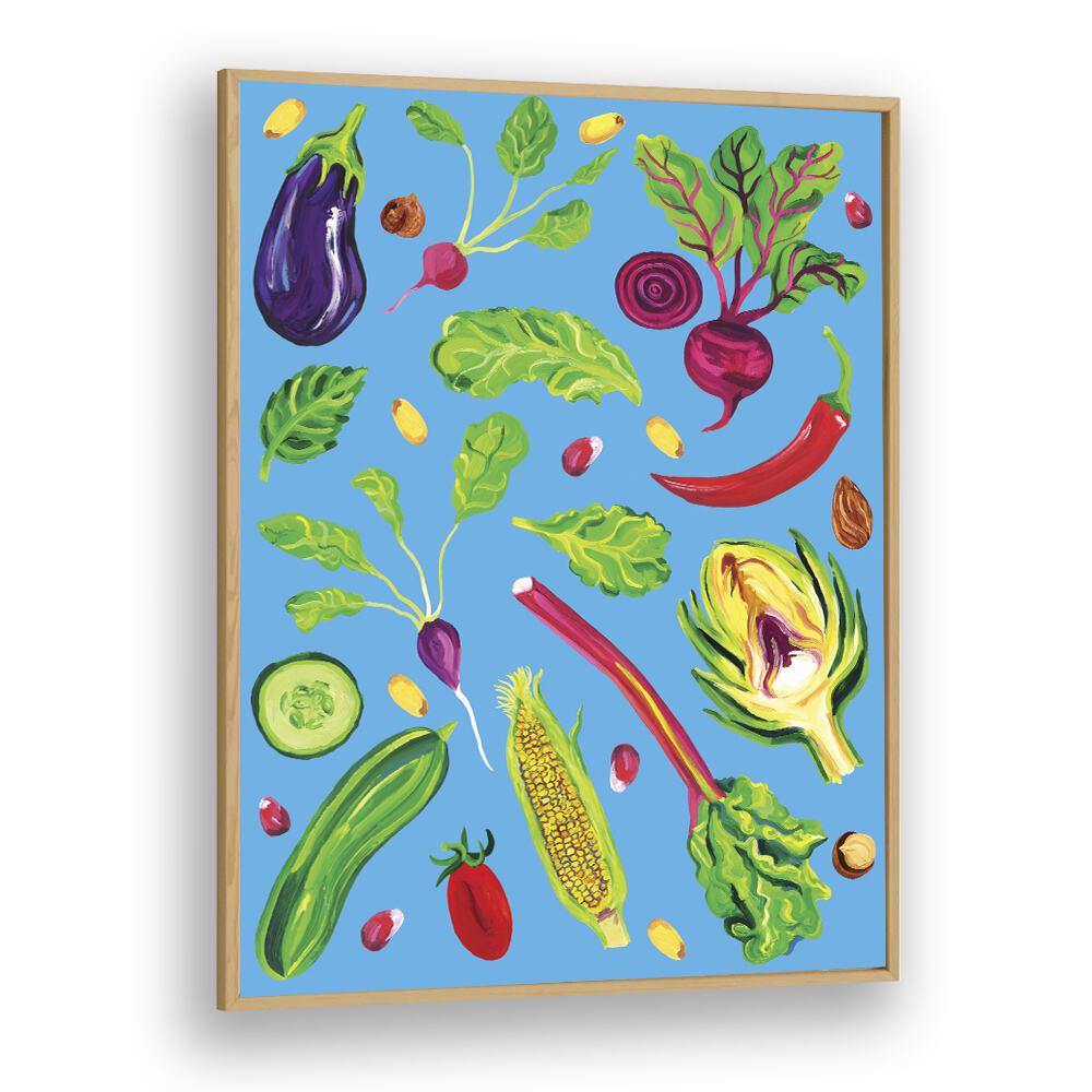 kitchen painting - SPRING VEGETABLES BLUE by Asianmonk