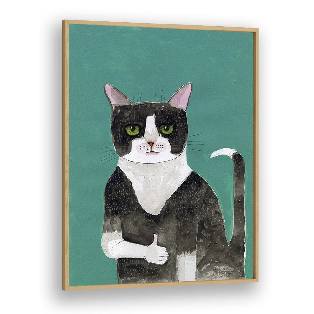 Vintage painting - THUMB'S UP CAT II by Asianmonk