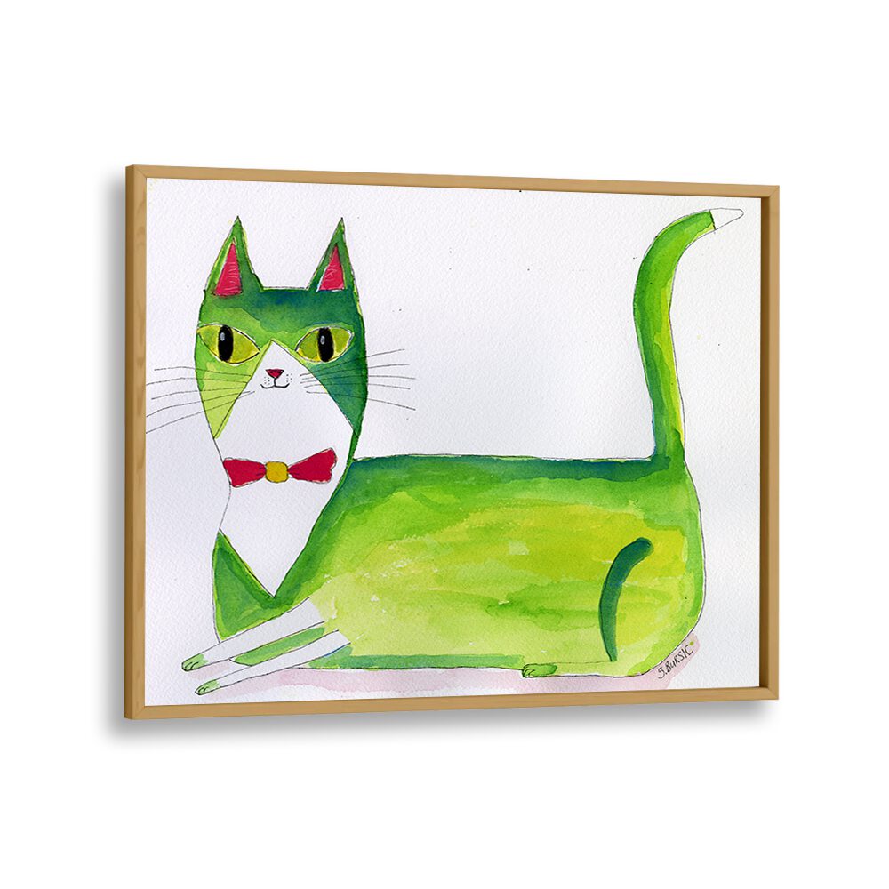 kids painting - THE GREEN CAT by Asianmonk